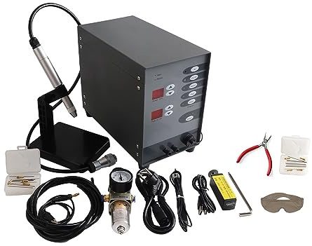 Spot Welding Machine Argon Arc Welding Permanent Jewelry Welder Kit Weldable Solid Gold, Aluminum, Titanium Welding and Orthodontics ​for Jewelry Restoration 50A-600A 110V (Tungsten Needle Box x 2)