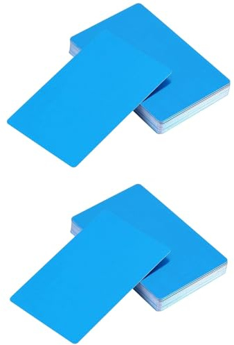 Confezione da 100 biglietti da visita in metallo - Blu - Stampabili a getto d'inchiostro - Marcatura laser impermeabile - In lega di alluminio - Per ufficio, studio
