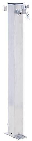 Gecheer Colonne à eau de Jardin 100 cm acier inoxydable carré, Colonne d'eau pour Arroser les Fleurs ou Laver les Mains