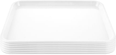 LDXDRU Lot de 6 plateaux de service rectangulaires en plastique blanc - 33 x 25 cm - Pour les fêtes, les légumes, les fruits, les desserts - Accessoires de buffet