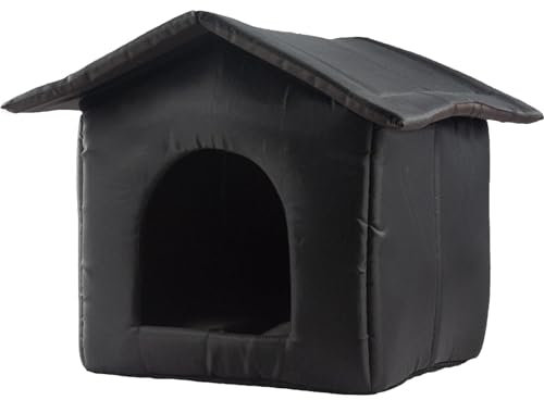 Huasean Outdoor Cat House Weatherproof, Cat Shelter, Winter Warm, Oxford Cloth, Black
