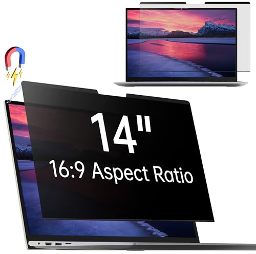 Filtre de Confidentialité Magnétique 14 Pouces 16:9 pour Ordinateur Portable - Amovible Protection D'écran Anti Lumiere Bleue - Compatible avec Dell/ASUS/HP/Acer/Lenovo/Thinkpad/Samsung/Sony