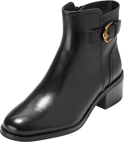 Cole Haan Women's Shoes-Hanover Buckle Ankle Boot, Black LTR, 7 UK