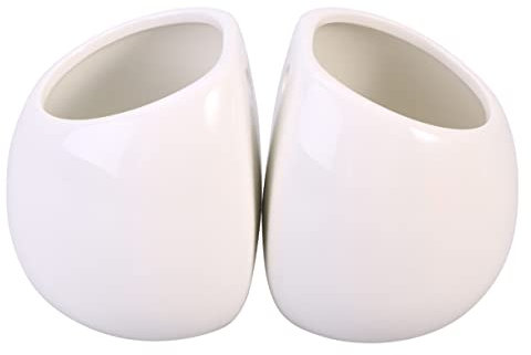 KONTONTY 2pièces Pot Mural Céramique Blanche sans Trou Lot de Pots Suspendus pour Succulentes Et Plantes Intérieur Terracotta Lisse pour Décoration Intérieur Et Extérieur