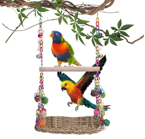 Altalena per uccelli, altalena per uccelli con posatoio, per arrampicarsi in piedi letto per animali domestici, per calopsitta, piccioncini, fringuelli, esercizi di allenamento