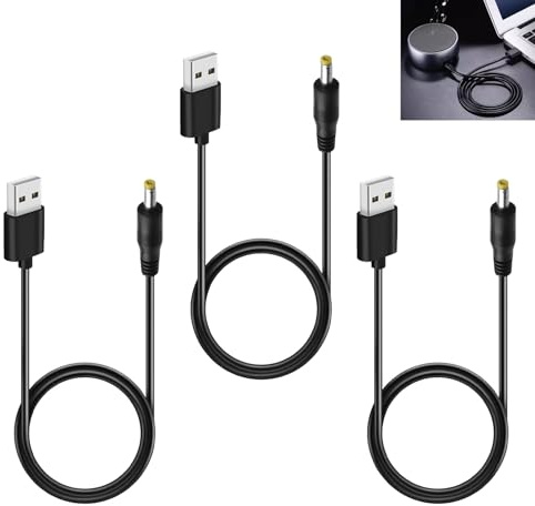 3 Pezzi Cavo USB a DC 4.0x1.7mm, Cavo Alimentazione DC 4.0x1.7mm 5V 2A, per Dispositivi Esterni, Cavi USB A a CC con Connettore Maschio per Ricarica MP3, Router, Speaker, Mini Ventole, Lunghezza 1m