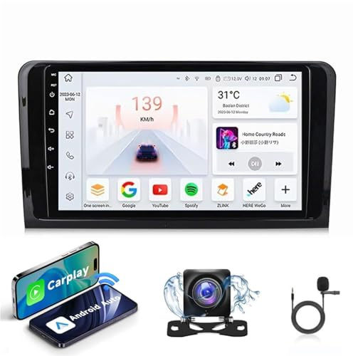Autorradio Android 15 Mercedes Bonz W164 ML GL 2005-2012 | Radio con pantalla táctil capacitiva de alta calidad | CarPlay/Android Auto | Navegación GPS | Bluetooth | Cámara de reversa | Plug and Play