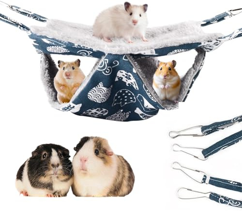 2-Layer Pet Cage Hammock - Use As Swing, Nest Or Nap Sack. Chinchilla Cage & Rat Hammock Rat AndCage Accessories Ferret Hammock Toys & ChinchillaCage For Hamster, Sugar Glider, Squirrel, Guinea Pig.