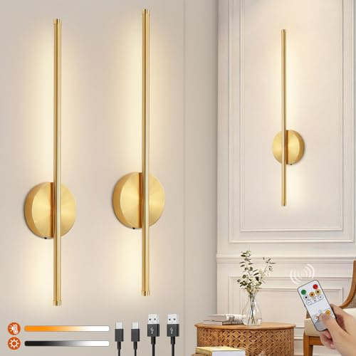 Ketom 2 Pack Rechargeable Wall Lights Indoor, Wall Lamp with Remote Control