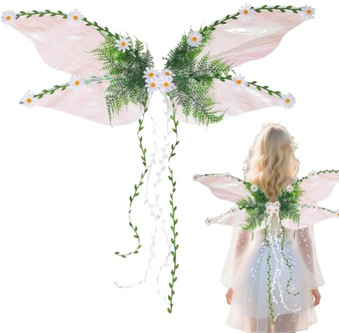 Generico Fata fjäril 3D-blomblad fjäril kreativ utklädnad tillbehör för läsning | festival halloween cosplay party outfit för kvinnor flickor barn magisk, Vit, 3XS