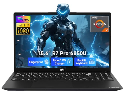 NIMO 15.6 FHD Business Laptop, AMD Ryzen 7 PRO 6850U, 32GB LPDDR5 1TB SSD, Radeon 680M Graphics, (Beat i7-1360P Up to 4.7GHz) 100W PD, Win 11 2Y Warranty Backlit Keyboard for Creative & Gaming