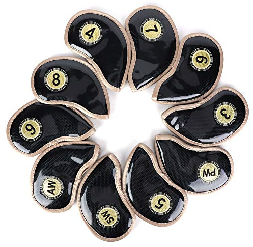 XOYIXOYI para Cubiertas para Palos de Golf, Tela de PU Impermeable, Etiquetas numeradas para fácil Acceso, protección contra rayones, Juego de 10 para golfistas diestros