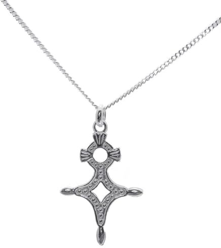 ASCALIDO Collier 45cm | agadez croix du sud | en argent massif 925 | chaine et pendentif avec coffret pour femme enfant