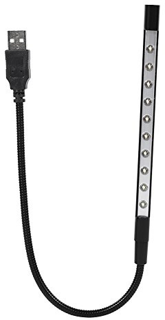 Mini USB LED-läslampa 5V Flexibel lamplampa med 10 LED-lampor för tangentbord för bärbar dator (svart)