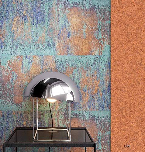 NEWROOM Tapete Braun Eisen Blech Vintage Vliestapete Blau Vlies moderne Design Optik Metalltapete Eisentapete Metall Optik Loft inkl. Tapezier Ratgeber