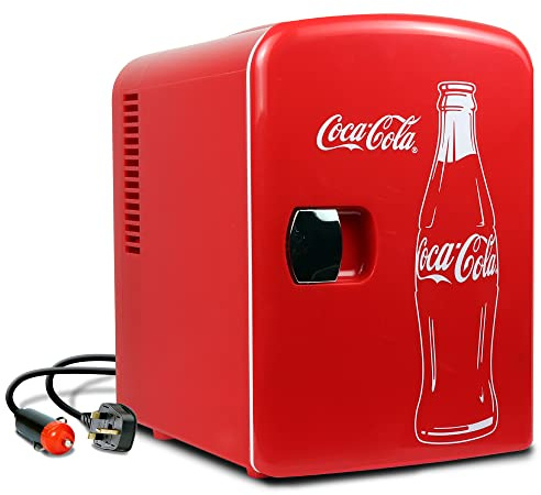 Mini Fridge For Bedrooms 4L Small Fridge 6 Can Table Top Quiet Mini Fridges For Skincare Office Food Drinks Kids Home Car & Travel 12v Portable Cooler Refrigerator by Coca-Cola, Red