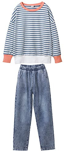 amropi Filles Jogging Survêtement Ensembles Pantalon et Sweats Haut 2 Pièce Vêtement pour 3-14 Ans