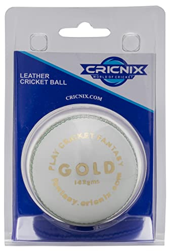 Cricnix Cricket Ball Gold White Leather 5oz (1-Pack) for Practice or Training
