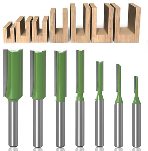 7 Pezzi 6mm Fresa a Taglienti Diritti, 6MM Gambo Fresa a Taglienti Diritti per Canali, Set di Punte Dritte in Carburo, per Lavori Fai Da Te Del Legno