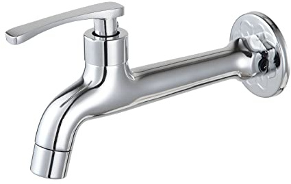 Grifo de Cromo Latón para Lavandería y Baño - Montaje en Pared, Exterior, Jardín - Manguera Simple, Agua Fría