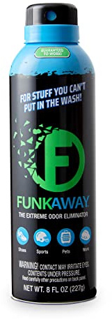 FunkAway Aerosol Spray, 8 oz., Extreme Odor Eliminator Spray, Ideal for Shoe Smells, Pet Odors and Bulky Stuff that Won't Fit in the Wash; Attacks Musty Odors at the Source