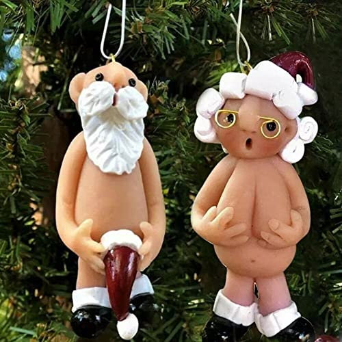 Christmas Naughty Santa Decorations Ornament Christmas Tree 5cm SET Hanging Ornament Stocking Cap Santa Naked Santa Decorative Xmas Decor Ornaments Party Gifts (Small-5 CM)