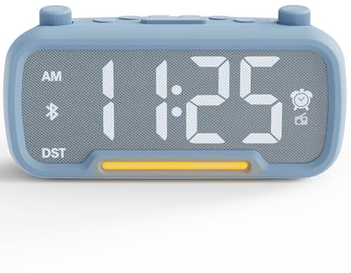 Radiowecker Digital mit Netzteil, Wecker Laut mit FM Radio, Bluetooth Lautsprecher, Typ C & USB-Ladegerät, 0–100% Dimmbar, Batterie-Backup, Tischuhr mit UKW-Radio für das Schlafzimmer | Schreibtisch