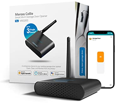 Meross Ouvre-Porte de Garage Connecté avec Antenne Externe, Moteur de Porte de Garage avec 3 Portes Supportées Compatible avec Apple Home, Alexa et Google Home, Contrôle à Distance et Commande Vocale