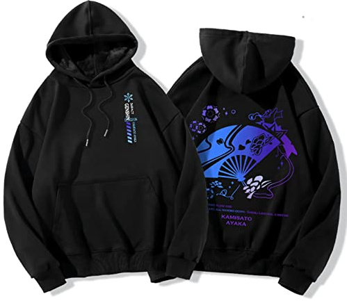 Dalicoter Genshin Impact Sweat à capuche Zhongli Sweat à capuche 3D Sweat à capuche Cosplay Costume pour adulte/jeune, Kamisato Ayaka, Large
