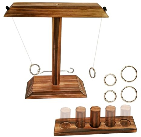 KUKTRCV Wooden Ring Toss Game - Classic Hook and Ring Toss Game for Adults - Fun Table Game for Parties and Family Gatherings Yard Games Christmas Game