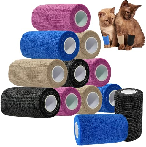 ANAMPION Selbstklebender Verband, 7.5cmx4.5m Non-Woven Selbsthaftende Bandage für Mensch und Tier, Flexibel Elastische Binde für Sport,Haustiere(4-Farbe Mix)