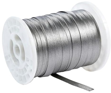 5M Braided Wire Sleeving, Silver 2-18mm, 304 Stainless Steel Metal Jacket, Mesh Braided Sleeving for Shielding Signal(4mm)