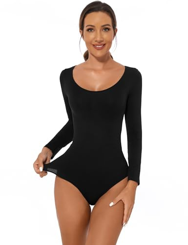 Becotal Shaper Shapewear för kvinnor, starkt formande magkontroll, långärmad undertröja, rund hals, bodysuit, topp, sömlös baströja