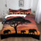 XCQHZYQ Bettwäsche 3teilig 180x200 cm Afrika Elefant Sonnenuntergang Weich Bettwäsche-Sets Bettbezug 3tlg Kissenbezug 80x80 aus Polyester Baumwolle mit Reißverschluss