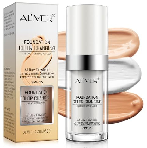 Farbwechselnde Foundation für Reife Haut | Tiefenhydration & Perfektionierung des Hauttons | Foundation Color Changing für Frauen | Mature Skin Foundation | Changing Foundation für Makeup Holding