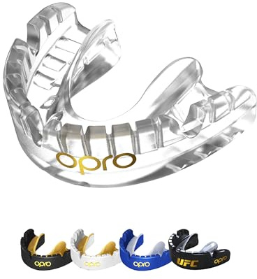 OPRO Gold Level Mouthguard for Braces Premium Fit – Gum Shield Adult (Age 10+) – OPRO Mouth Guard Boxing and MMA, Easy Self-Fit Gum Shield Rugby and Hockey – Premium Protection with Dental Warranty