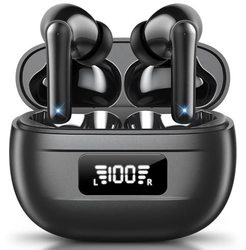 JBMI Ecouteurs Bluetooth sans Fil, Écouteurs sans Fil Bluetooth 5.3, 4 Micro ENC Anti Bruit, Basses Puissantes, 60H de Lecture, étanchéité IPX7, Oreillette pour iphone Android