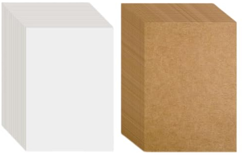 100 Pcs A6 Card Blank Postcards 350gsm Blank Cards White and Brown | Thick Paper Write on Both Sides Blank Cards for Schools, Business, Kids to DIY, Craft Projects, Individual Design