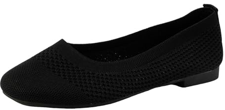 VBEDKDEB Ballerines plates confortables pour femme - Chaussures plates à enfiler - Ballerines confortables - Ballerines mignonnes pour portable - Talon compensé bas avec talon, Noir , 40 EU