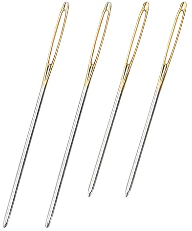 4 Pieces Blunt Steel Large-Eye Needles - Perfect for Sewing, Yarn Knitting, Tapestry, Darning or DIY Crafting - Includes Bodkin Needle and Darning Needles for Wool,Needles for Sewing