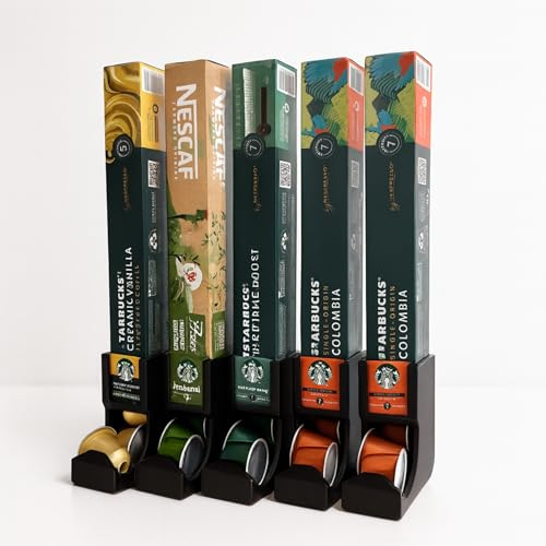 ULROAD Kapsel Spender kompatibel mit Nespresso Kaffeekapseln I MADE IN GERMANY I Kaffee Kapseln Ständer Halterung 5fach für 50 Kapseln Stange für Originals