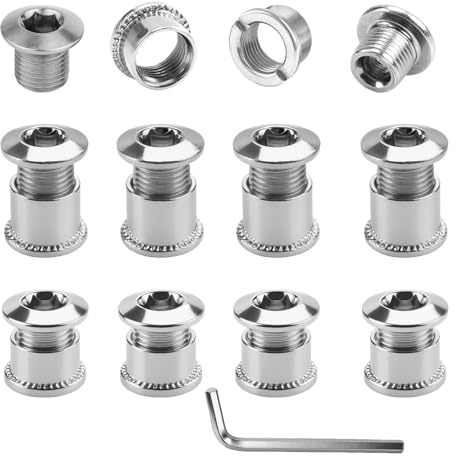 HJDJBD 10 viti per corona dentata con esagono incassato, viti per corona dentata, viti singole a doppia corona per bici da strada, chiavi dentate, set di riparazione