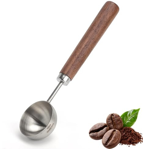 JYYWTSI Cucchiaio Dosatore Caffè 15 ml in Acciaio Inox, Cucchiaio Misurino con Manico in Legno di Noce, Dosatore Preciso per Caffè Macinato, Chicchi e Tè
