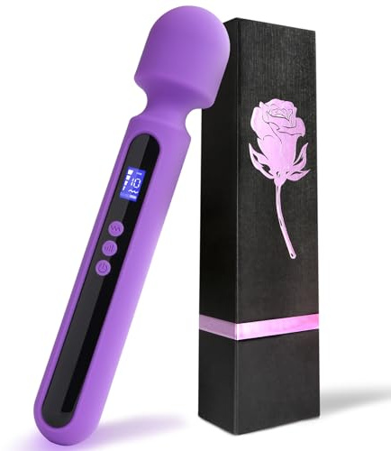 Vibrator Wand, 12 inch Powerful Vibrating Massager with Display 10 Patterns & 4 Speeds, G Spot Vibrator Women Sex Toys for Clitoral Stimulation, Adult Sex Toys & Games(Purple)
