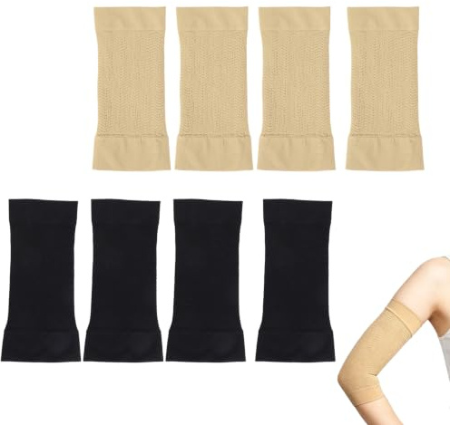 PYSEOSISE Mangas de Tatuaje, 4 Pares Cubierta de Tatuaje de Antebrazo, Color Piel y Negro Cubiertas para Tatuajes de Antebrazo para Mujeres y Hombres Uso Diario Trabajo y Deporte