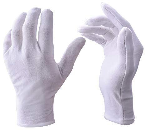 Zealor 12 Pairs White Cotton Gloves Soft Hand Gloves Dust-Free Work for Men Women Art Crafting, Jewelry Handling, BBQ, Eczema Care, Coin Jewelry Watch Inspection, Dry Hands Sleeping, Archiva, Medium