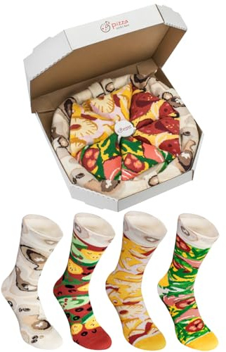 Rainbow Socks - Pizza Box Socks - 4 pairs MIX Hawaii Italian Pepperoni Cotton Socks L Made In EU
