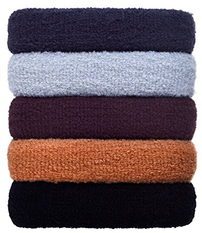 5 Stück Große Haargummi Band Seil Nahtlos Baumwolle Stretchbar Pferdeschwanz Halter Stirnband für Dicke Schwere Lange und Lockige Haare (Mehrfarbig)