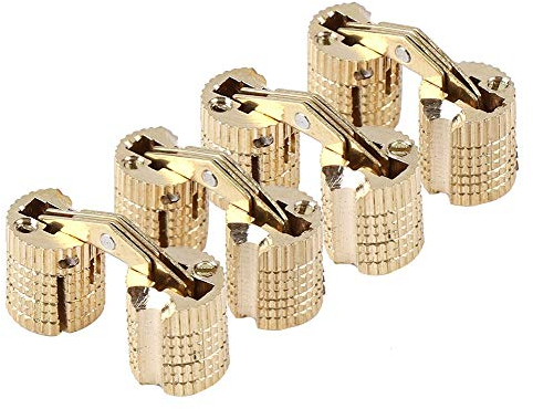 Nikou 4 Teile/Paket Messing Versteckte - Barrel Scharnier Unsichtbar Verdeckte Kupfer Scharnier Möbelscharniere für DIY Holztür Geschenkboxen Schmuckschatulle Hand Handwerk Gold, 180 ° Öffnungswinkel