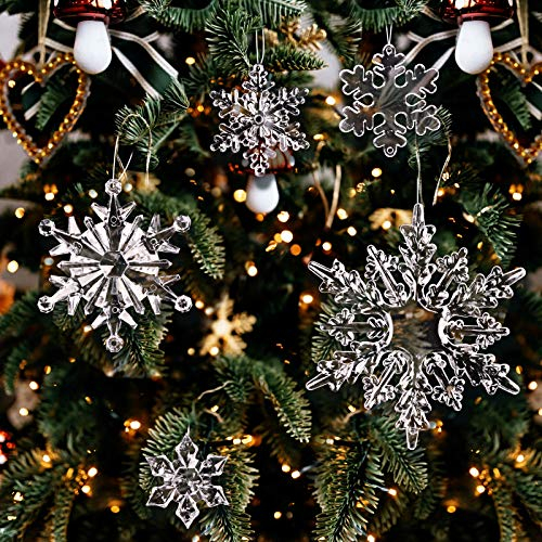 40pz Fiocchi di Neve Trasparenti Decorazioni Natalizie Appese per Albero di Natale Addobbi Natalizi Ornamenti in 5 dimensione